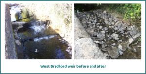 West Bradford weir before and after